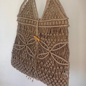 Crochet beige handbag
